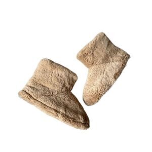 Aerie AEO Bootie Faux Fur Slipper Size M Tan Ankle